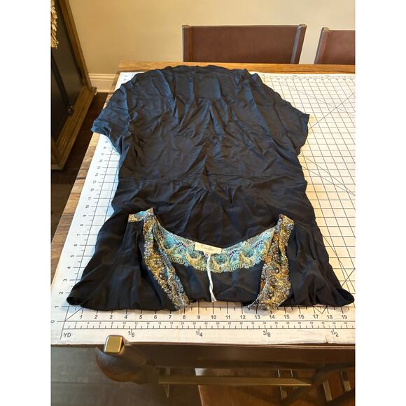 NWT Camilla SILK Crystal Embellished Black Cross Front Top Long Back 2 - Picture 9 of 11